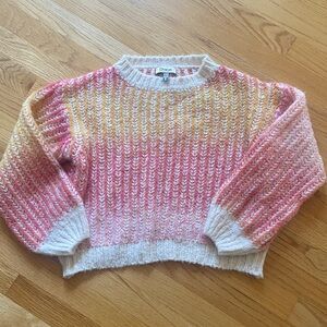 Dixie Milano Italy Women’s Pink hues with Yellow Knit Alpaca blend Sweater.
